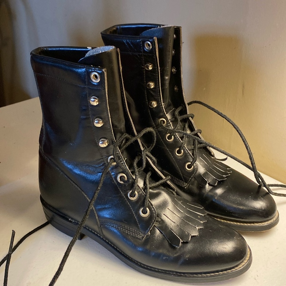 Justin Diamond J 506 L Black Keltie Lace Up Boots
